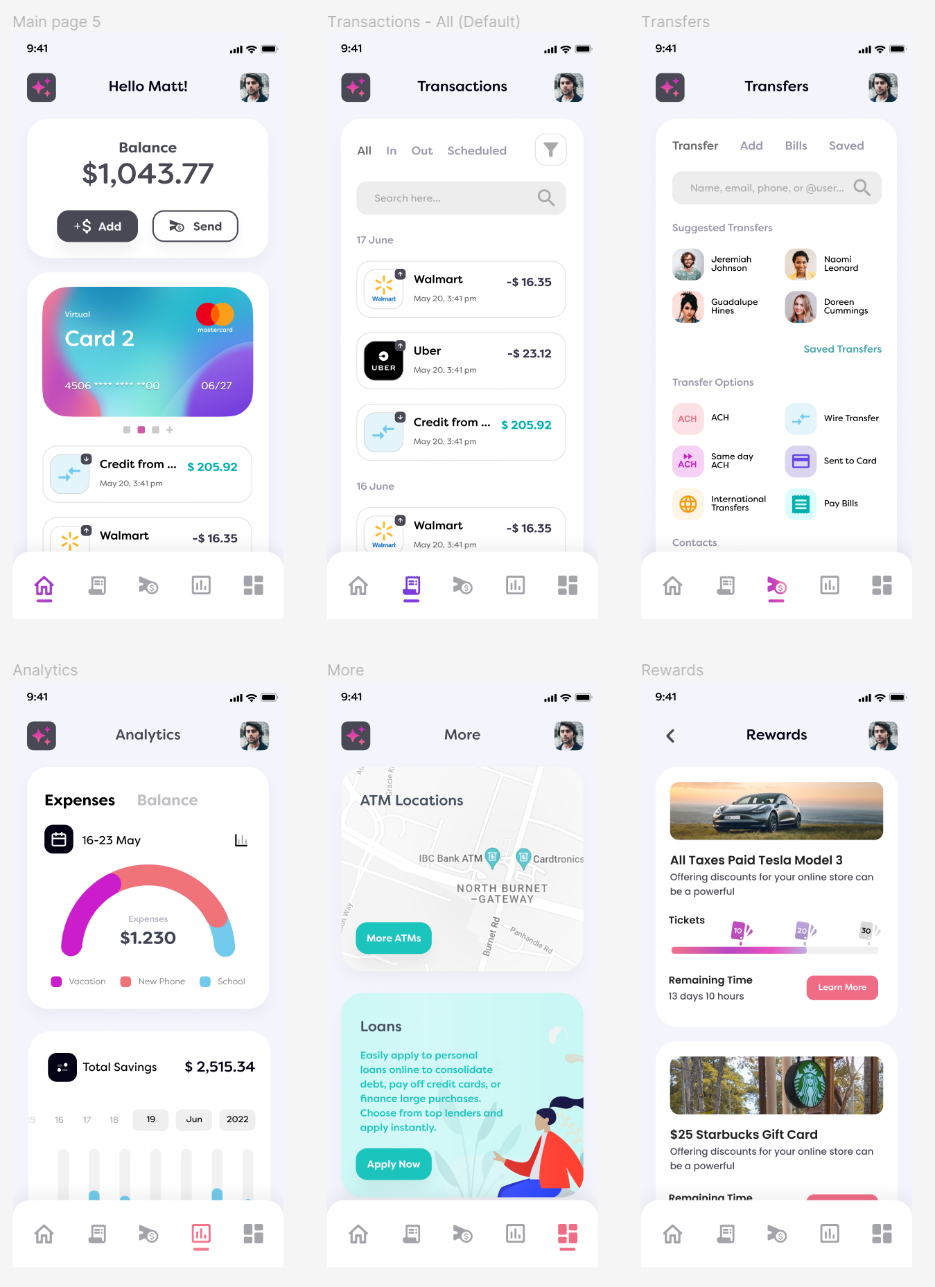 Final UI design summary for the GenZ banking app